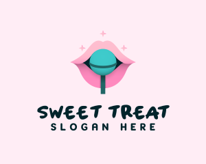 Sweet Pastel Lips Lollipop logo design