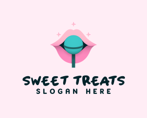 Sweet Pastel Lips Lollipop logo design