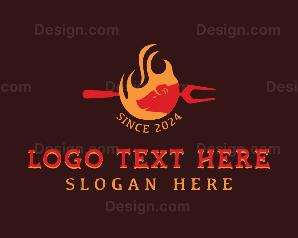 Pork Barbecue Flame Logo