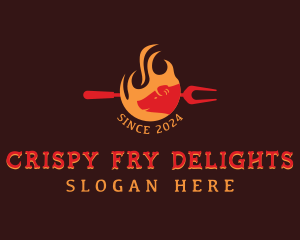 Pork Barbecue Flame logo design