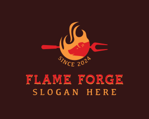 Pork Barbecue Flame logo design