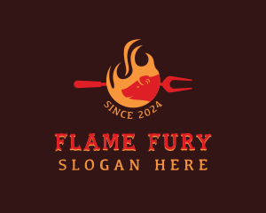 Pork Barbecue Flame logo design