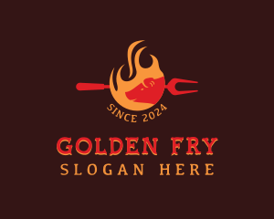 Pork Barbecue Flame logo design