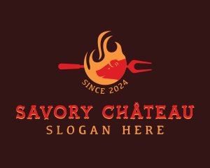 Pork Barbecue Flame logo design