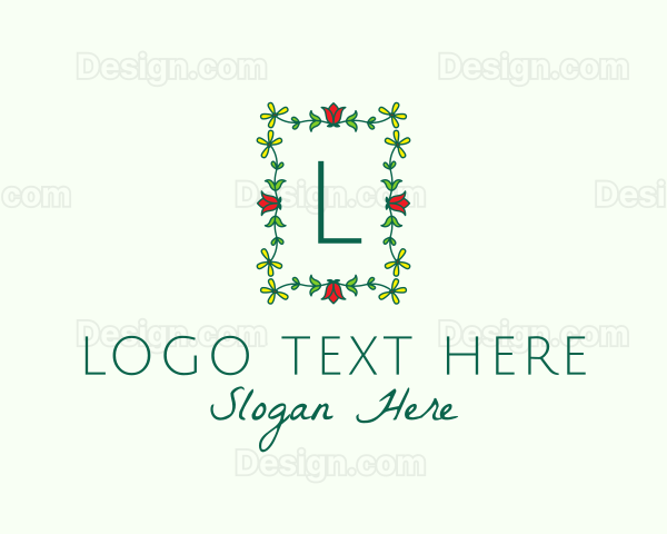 Flower Garden Wreath Florist Logo