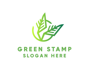 Geometric Green Leaves logo design