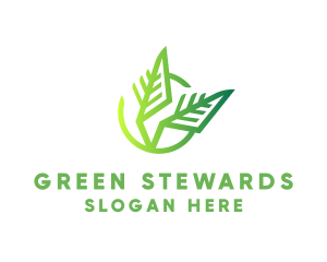 Geometric Green Leaves logo design