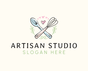 Whisk Bakery Spoon logo design