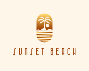 Sunset Palm Island logo design