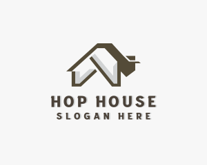 House Bison Buffalo Animal logo design