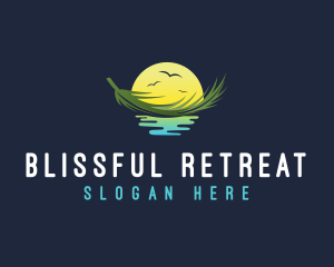 Sunset Floating Palm Leaf Logo