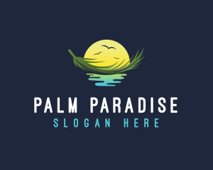 Sunset Floating Palm Leaf logo