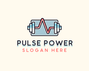 Gym Barbell Pulse Fitness logo design