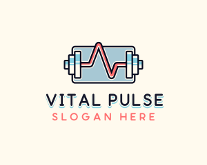 Gym Barbell Pulse Fitness logo design