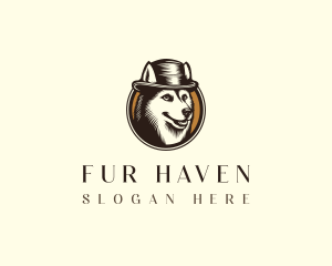 Happy Dog Fedora logo design