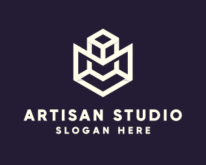 Modern Geometric Cube logo design