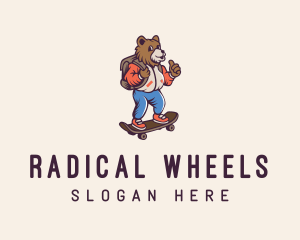 Skater Bear Cartoon logo design