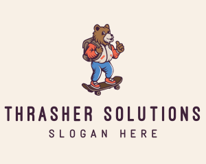 Skater Bear Cartoon logo design