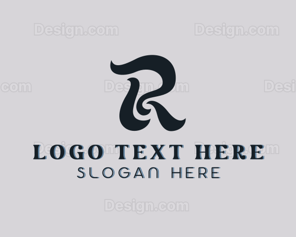 Ribbon Wave Business Letter R Logo