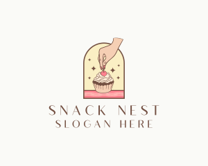 Cherry Cupcake Dessert logo design