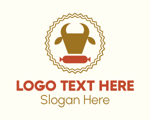 Meat - Cow Sausage Meat logo design