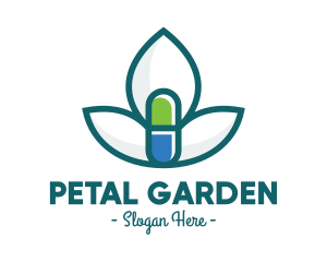 Flower Petal Medicine Pill logo design