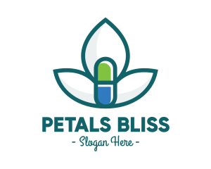 Flower Petal Medicine Pill logo design