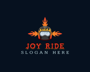 Motorcycle Helmet Fire logo design