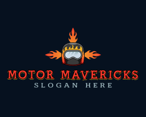 Motorcycle Helmet Fire logo design