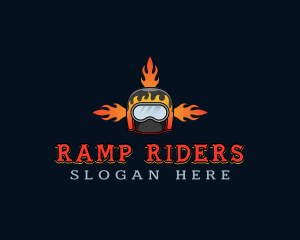 Motorcycle Helmet Fire logo design