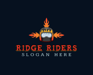 Motorcycle Helmet Fire logo design