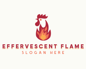 Flaming Chicken Grilling logo design