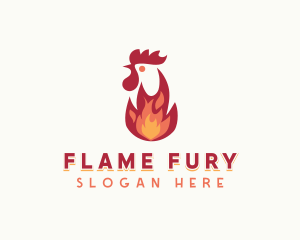 Flaming Chicken Grilling logo design