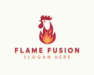 Flaming Chicken Grilling logo design