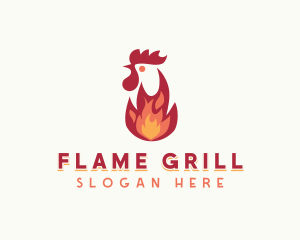 Flaming Chicken Grilling logo design