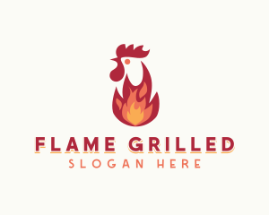 Flaming Chicken Grilling logo design