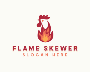 Flaming Chicken Grilling logo design