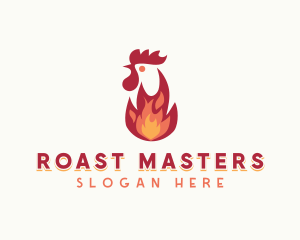 Flaming Chicken Grilling logo design