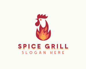 Flaming Chicken Grilling logo design