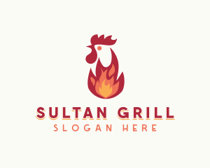 Flaming Chicken Grilling logo design