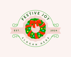 Christmas Wreath Ribbon logo