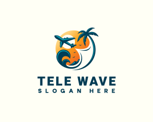 Wave Airplane Travel logo design