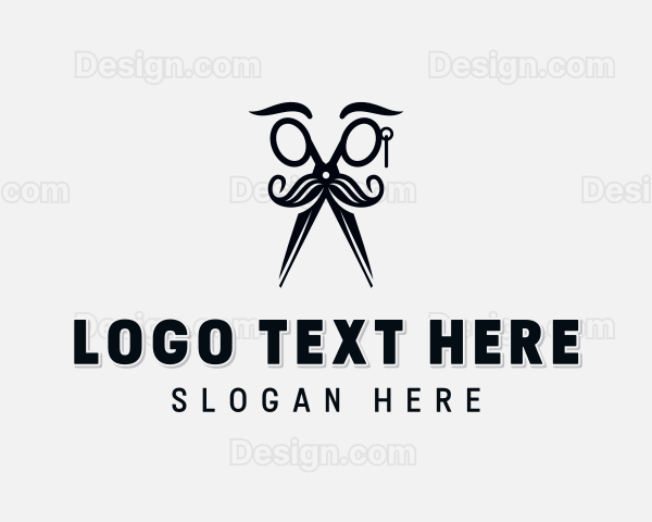 Mustache Scissors Barbershop Logo