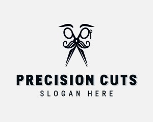 Mustache Scissors Barbershop logo design