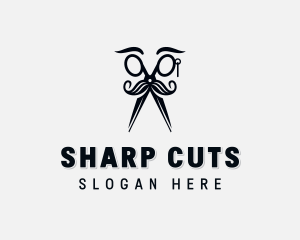 Mustache Scissors Barbershop logo design