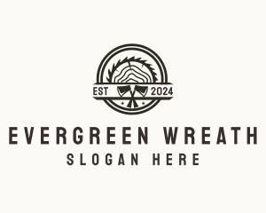 Wood Log Axe Saw logo design