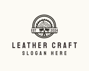 Wood Log Axe Saw logo design