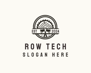 Wood Log Axe Saw logo design