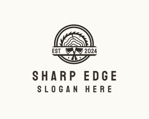 Wood Log Axe Saw logo