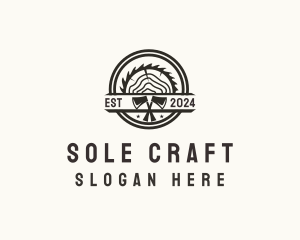 Wood Log Axe Saw logo design